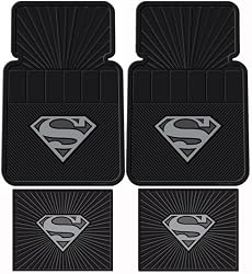 Superman DC Comics Silver Flake - Front & Rear Rubber Car Floor Mat Set
