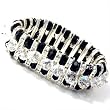 Silvertone Black and Clear Crystal Stretch Bangle Fashion Bracelet