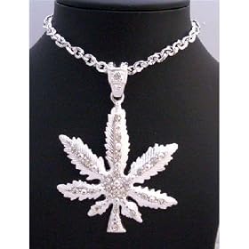 Hh197 Cubic Zirconia Iced Weed Pendant Men Jewelry Flashy Weed Sparkling Pendent Thick Necklace