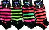 Neon Stripe Trainer Liners 3 Pairs Size 4-7