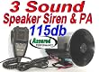 Assured Performance Police Tone 3 Sound Siren + Microphone 50w 115db Ton of Fun