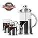 French Press Coffee, Tea & Espresso Maker By Pura Vida - Durable 304 Stainless Steel Construction - 32Ounce /4 Cup Serving Capacity - 4 Mesh Screens- 100% Ground & Tea Free, Rich Flavor - Gift Box
