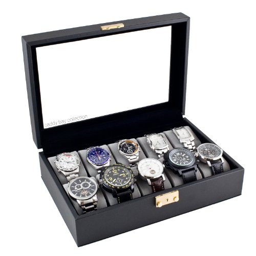 Caddy bay collection classic black watch case with glass clear to…