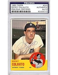 Entertainment Memorabilia: Rocky Colavito Autographed/Hand Signed 1963 Topps Card PSA/DNA #83305772 - Hall of Fame Memorabilia