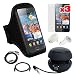 Skque Black Sport Armband Holder Case + 3 packs of Crystal Screen Protector + White USB Home and Car Charger Adapter + Black Mini Hamburger Speaker + 3.5mm Audio Extension Cable 6 feet + RCA Cable 6 feet for Samsung Galaxy S2 II i9100