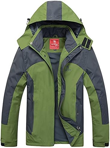 FanMagic Men's Water Resistant Anti-Staticiner Wear Resistant Warm Climbing Hiking Jacket Grass Green M