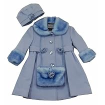 Rothschild Girls Blue Wool Coat, Hat & Pocketbook Set