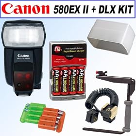 Click here to buy Canon Speedlite 580EX II Flash for Canon EOS Digital SLR Cameras + Deluxe Accessory Kit by Canon.