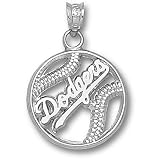 Los Angeles Dodgers MLB Pierced Baseball Pendant (Silver)