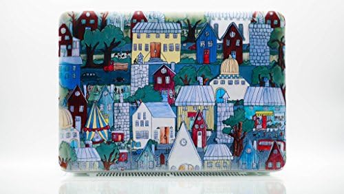 HYAIT 3D Embossing Colorful Little Village Pattern Polycarbonate (PC) Ultra Slim Hard Case For MacBook 15-inch Model A1398 MacBook Pro (with 15.4-inch Retina Display) -- Metal Blue