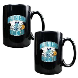New Orleans Hornets NBA 2pc Black Ceramic Mug Set - Primary Logo by Great American Products