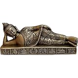 ShalinCraft Reclining Buddha Religious Statue Collectible Figurines in Brass 3.25 