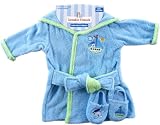Luvable Friends Color Bath Robe with Slippers - Woven Terry in Blue