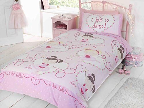 KIDS DANCING BALLERINA PINK COTTON BLEND TWIN DUVET QUILT COVER #CNAD2EVL *RH*
