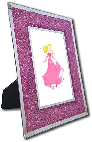 Princess Aurora Sleeping Beauty Photo in Pink Glitter Frame - Disney Watercolor Collector Print