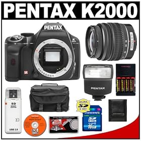 Pentax K2000 Digital SLR Camera with 18-55mm Zoom Lens and AF200FG Flash + 16GB SDHC Card... by Pentax