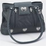 Embassy Black Genuine Leather Cross & Heart Purse