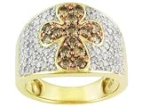10KT 1.50CTW WHITE AND CHAMPAGNE DIAMOND CROSS RING
