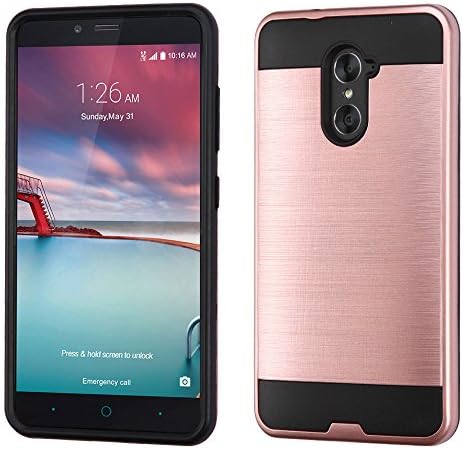 ZTE Z Max Pro Case, ZTE Imperial Max Case, ZTE Grand X Max 2 Case, Hasting Dual Layer Slim Fit Shockproof Brushed Finish Texture Hybrid Drop Protection Case Cover for ZTE Zmax Pro (Rose Gold)