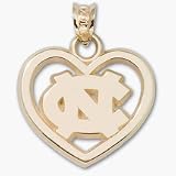 North Carolina Tar Heels 5/8 NC Pierced Heart Pendant - Gold Plated Jewelry