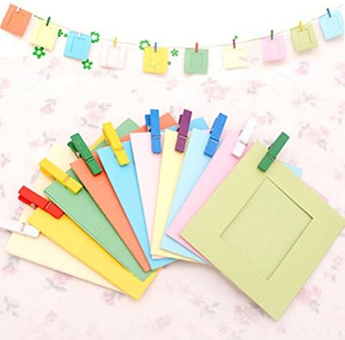 Goldenyears 1 X Wall Deco DIY Paper Photo Frame with Mini Clothespins and Stickers - Fits 3" Pictures