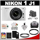 Nikon 1 J1 10.1 MP Digital Camera Body with 10-30mm VR Lens (White) with 32 ....