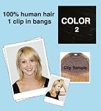 GMJ Cutira Bang - Clip in Clip on Bangs - Color# 2 (Brown Black) - 100% Human Hair
