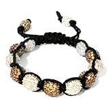 IMAGE OF Shamballa 10mm CZ Clear and Champagne Pave About 13 Pave Beads Adjustable Handmade bracelet Unisex Hot Seller