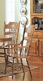 Set of 2 Dining Arm Chairs with Double Press Back Oak Finish