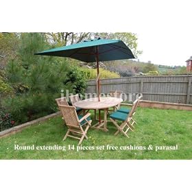 Buy Teak Garden Furniture 14PC TEAK Garden Furniture Round or oval Table set F449