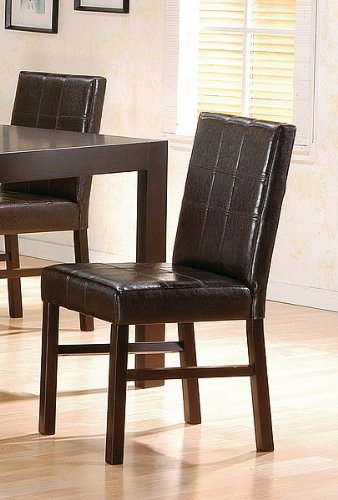 Set Of 2 Contemporary Bycast Leather Parson Dining Chairs