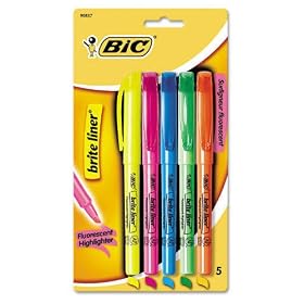 BIC Brite Liner Highlighter 5-Color Set
