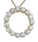 18k Yellow Gold Diamond Circle Pendant (4.76 cttw, H-I Color, VS2 Clarity), 16