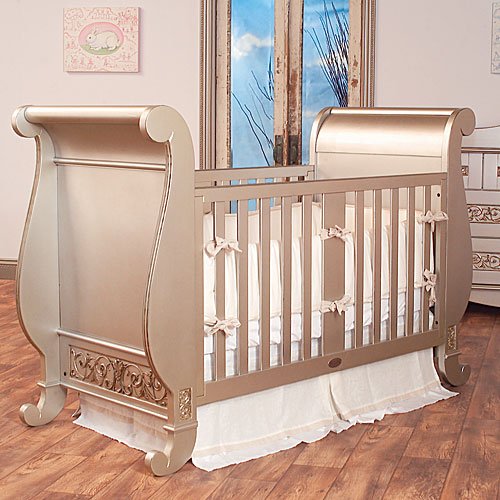 Bratt Decor Chelsea Sleigh Crib Antique Silver
