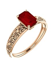 18K Rose Gold 7.00x5.00mm Emerald Cut Chatham Created Ruby Ring -- LIFETIME WARRANTY