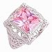 lingmei10mm*13mm Emerald Cut Cz Created Pink Stones Wedding Women's Ring US Size