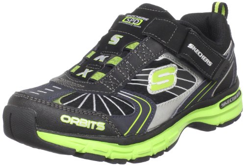 Skechers Orbits Gore & Strap Sneaker (Little Kid/Big Kid),Black/Lime,1 M US Little Kid