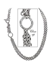 Sterling silver and 18k gold Enchanta Collection double strand cable chain adjustable necklace, 18-20 Inches
