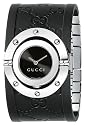 GUCCI Women's 112 Twirl Collection Black Rubber Bangle Watch #YA112420