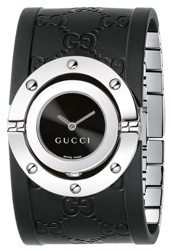 GUCCI Women's YA112420 112 Twirl Collection Black Rubber Bangle Watch