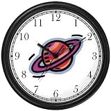 Saturn and its Rings Wall Clock by WatchBuddy Timepieces (White Frame)
