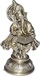 Ganesha Brass Statue Playing Hormonium 2.25 x 2.5 x 5.5 inches