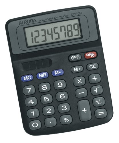 Aurora DT210M Dual Power Angled Display 8 Digit Desktop Calculator