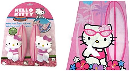 Hello Kitty Beach Towel Bundle Includes Hello Kitty Beach Towel and 2 Hello Kitty Beach Towel Clips
