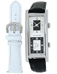 Oxygen Ladies Black & White Dual Time Zone Watch Interchangable Strap OMF20007DT