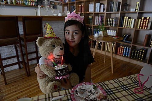 Yourgift Adorable Luminous Singing Recording Teddy Bear With Birthday Cake That Plays "Happy Birthday To You"