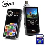 Pocket Video Camera SVP MP300 HD MP3 Player and Pocket HD Video Black Camera, YouTube Software w 16GB SD