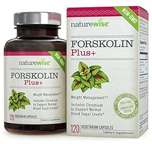 NatureWise Forskolin Plus+ for Weight Loss with Chromium for Healthy Blood Sugar Support, Coleus Forskohlii Supplement, 250 mg, 120 count