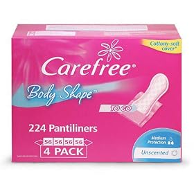 Carefree Unscented Body Shape Pantiliner - 224 ct.