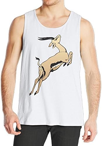 Cool Mens Funny Summer Jumpinh Skiping Deer Tank Tops Vest Jersey White Large